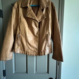 Max Studio Camel Faux Leather Jacket 2x